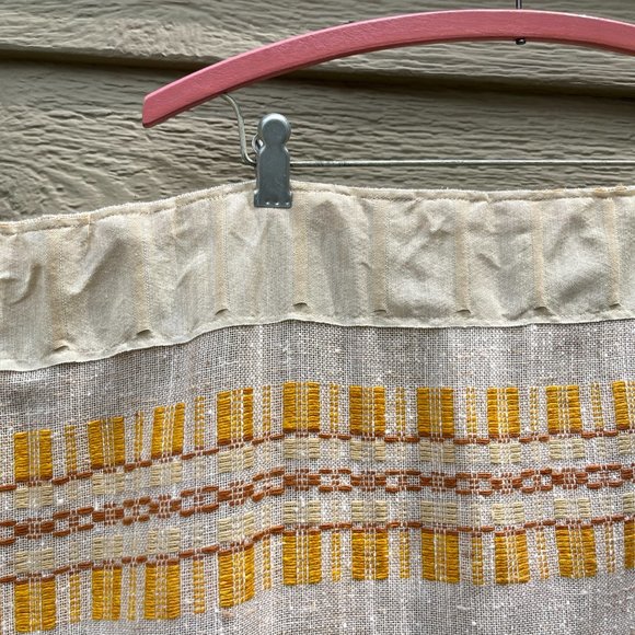 PAIR of Curtain Panels MCM HAND-WOVEN Wool Yellow/Rust/Cream Scandinavia Simple - Picture 13 of 16